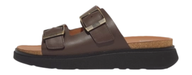 Tongs FitFlop Men Gen-FF Buckle Two-Bar Leather Slides Chocolate Brown