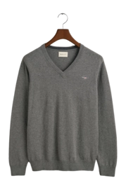 Jumper GANT Men Cotton V-Neck Dark Grey Melange