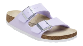 Slipper Birkenstock Women Arizona BS Birko-Flor Embossed BF Shiny Lizard Purple Fog Narrow