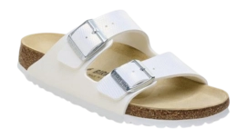 Slipper Birkenstock Women Arizona BS Birko-Flor Embossed BF Shiny Lizard White Narrow