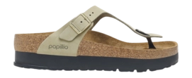 Tongs Birkenstock Femme Gizeh PAP Flex Plateforme Nubuck Eucalyptus Regular