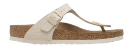 Tongs Birkenstock Femme Gizeh Rivet Logo Textile Canvas Eggshell Narrow