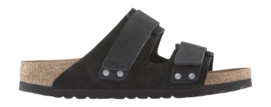 Slipper Birkenstock Unisex Uji Nubuck/Suede Leather Black Regular