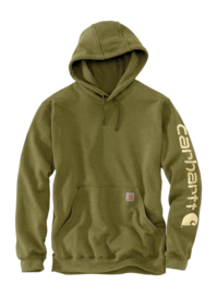 Hoodie Carhartt Men Sleeve Logo Hooded Sweatshirt True Olive Heather