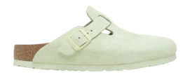 Sabots Birkenstock Femme Boston BS Suede Leather Faded Lime Narrow