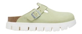 Sabots Birkenstock Femme Boston Chunky Suede Leather Faded Lime Narrow