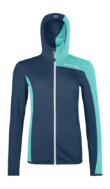 Jas Ortovox Women Fleece Light Grid Hooded Deep Ocean