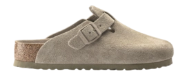 Sabot Birkenstock Femme Boston Soft Footbed Suede Leather Faded Khaki