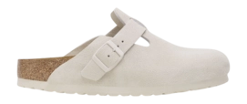 Sabots Birkenstock Femme Boston Suede Leather Antique White