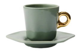 Espressotasse mit Untertasse Essenza Sculpture Stone Green 90 ml (4er-Set)