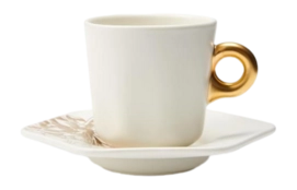 Tasse à Expresso avec Soucoupe Essenza Masterpiece Off White 90 ml (Lot de 4)