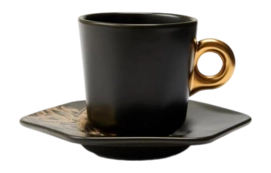Tasse à Expresso avec Soucoupe Essenza Masterpiece Dark Green 90 ml (Lot de 4)
