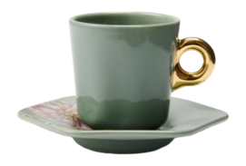 Tasse à Expresso avec Soucoupe Essenza Gallery Stone Green 90 ml (Lot de 4)