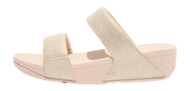 Slipper FitFlop Lulu Glitz-Canvas Slides Damen Platino