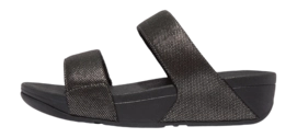 FitFlop Women Lulu Glitz-Canvas Slides Pewter Black