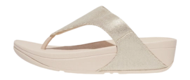 Slipper FitFlop Lulu Glitz-Canvas Toe-Post Damen Platino