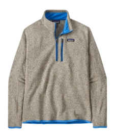 Pull Patagonia Homme Better Sweater 1/4 Zip Oar Tan / Vessel Blue