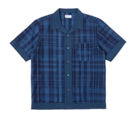 Chemise Universal Works Men Border Road Raw/Gingham Mix Indigo