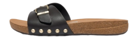 Sandals FitFlop Women iQushion Adjustable Buckle Leather Slides Chocolate Brown