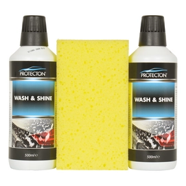 Shampoo Protecton Wash & Shine Set 2x 500 ml Met Spons