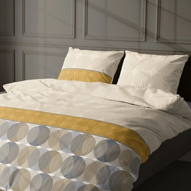 Dekbedovertrek Satin d'Or Cercles Beige Oker Satijn