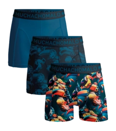 Boxer Muchachomalo Homme Solid Print Print Blue (Lot de 3)