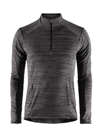 Longsleeve Craft Grid Halfzip Black Melange Herren
