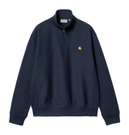 Pull Carhartt WIP Unisexe Half Zip American Script Air Force Blue