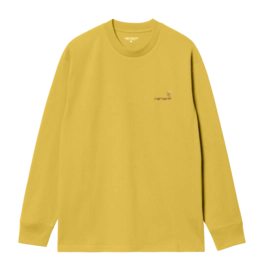 T-Shirt Carhartt WIP Unisexe L/S American Script Golden Olive
