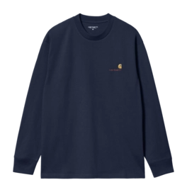 T-Shirt Carhartt WIP Unisexe L/S American Script Air Force Blue