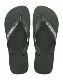 Flip Flops Havaianas Brasil Logo Unisex Green Olive