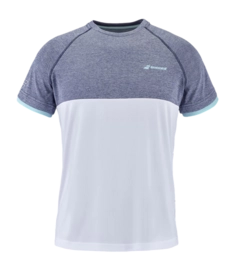 Tennisshirt Babolat Play Crew Neck Tee Herren White Blue Heather