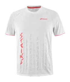 Tennisshirt Babolat Strike Crew Neck Tee Herren White Strike Red