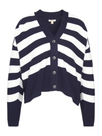 Gilet Barbour Femme Mariner Knitted Cardigan Navy Stripe