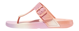 FitFlop Women iQushion Iridescent Adjustable Buckle Flip-Flops Urban White Iridescent