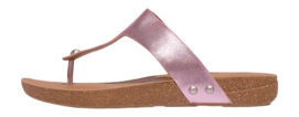 Flip Flops FitFlop Women iQushion Metallic-Leather Toe-Post Sandals Wild Lilac