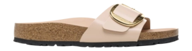 Slipper Birkenstock Women Madrid Big Buckle Natural Leather Patent High-Shine New Beige Narrow
