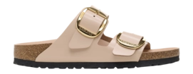 Slipper Birkenstock Women Arizona Big Buckle Natural Leather Patent High-Shine New Beige Narrow