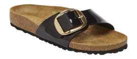 Slipper Birkenstock Women Madrid Big Buckle Birko-Flor Patent Black/Gold Regular