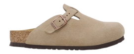 Clogs Birkenstock Kids Boston BS Suede Leather Taupe Narrow