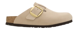 Clogs Birkenstock Boston Big Buckle Nubuk Leather Damen Sandcastle Narrow