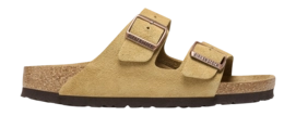 Slipper Birkenstock Women Arizona Suede Leather Latte Cream Narrow