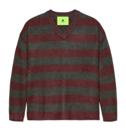 Sweater New Amsterdam Surf Association Straight Fit V-Neck Antra Brown Stripes