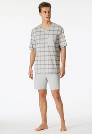 3---schlafanzug-kurz-organic-cotton-v-ausschnitt-brusttasche-grau-meliert-kariert-comfort-nightwear-181161-202-detail2