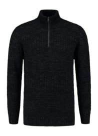 Trui Blue Loop Men Harlingen Half Zip Sweater Navy Melange