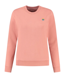 Trui Blue Loop Women Blue Fleece Sunset Sweater Salmon