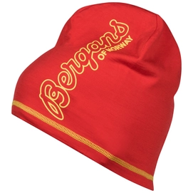 Mütze Bergans Bloom Wool Beanie Fire Red Waxed Yellow Unisex
