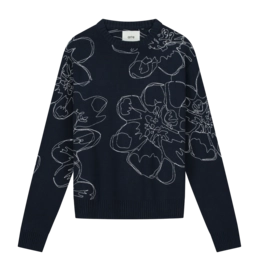 Sweater Arte Antwerp Men Embroidered Flower Knit Navy