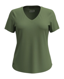 T-Shirt Smartwool Women Active Ultralite V-Neck Short Sleeve Fern Green