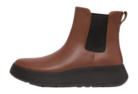 FitFlop Women F-Mode Leather Flatform Chelsea Boots Rich Brown